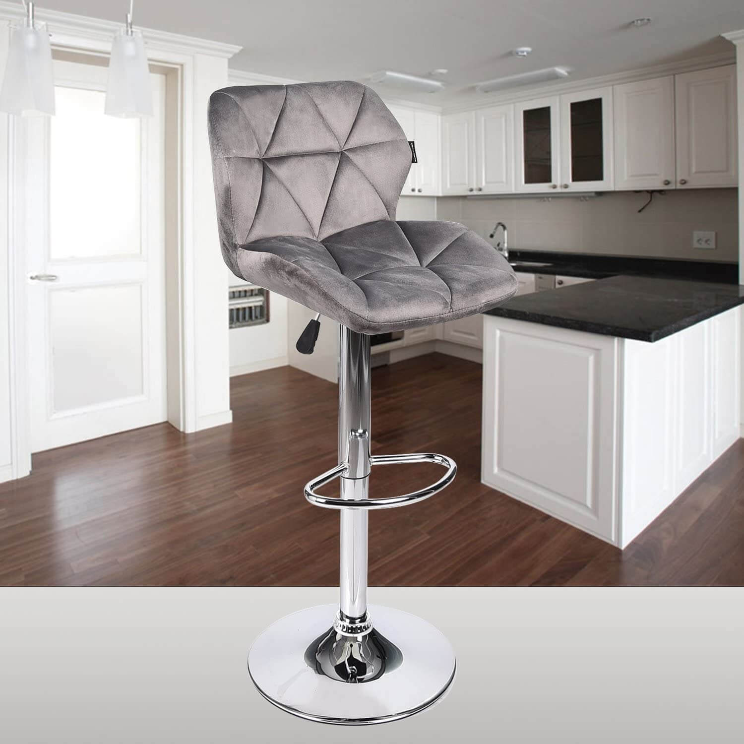 Faux leather silver bar stool in scene ow005