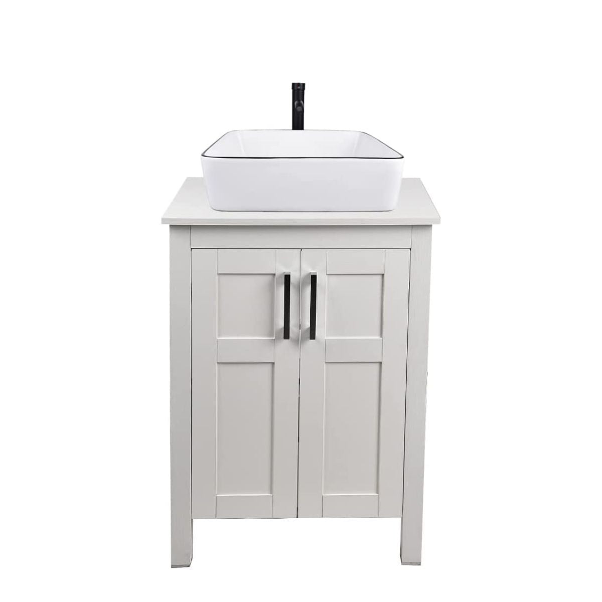 Elecwish White Bathroom Vanity and White Ceramtic Sink Set HW1120-WH