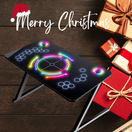 Elecwish Tempered Glass Desktop RGB LED Gaming Desk S-001, Xmas Gift