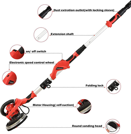 ELECWISH 1020W Drywall Sander with Vacuum and LED Light - Includes 5 Sanding Discs