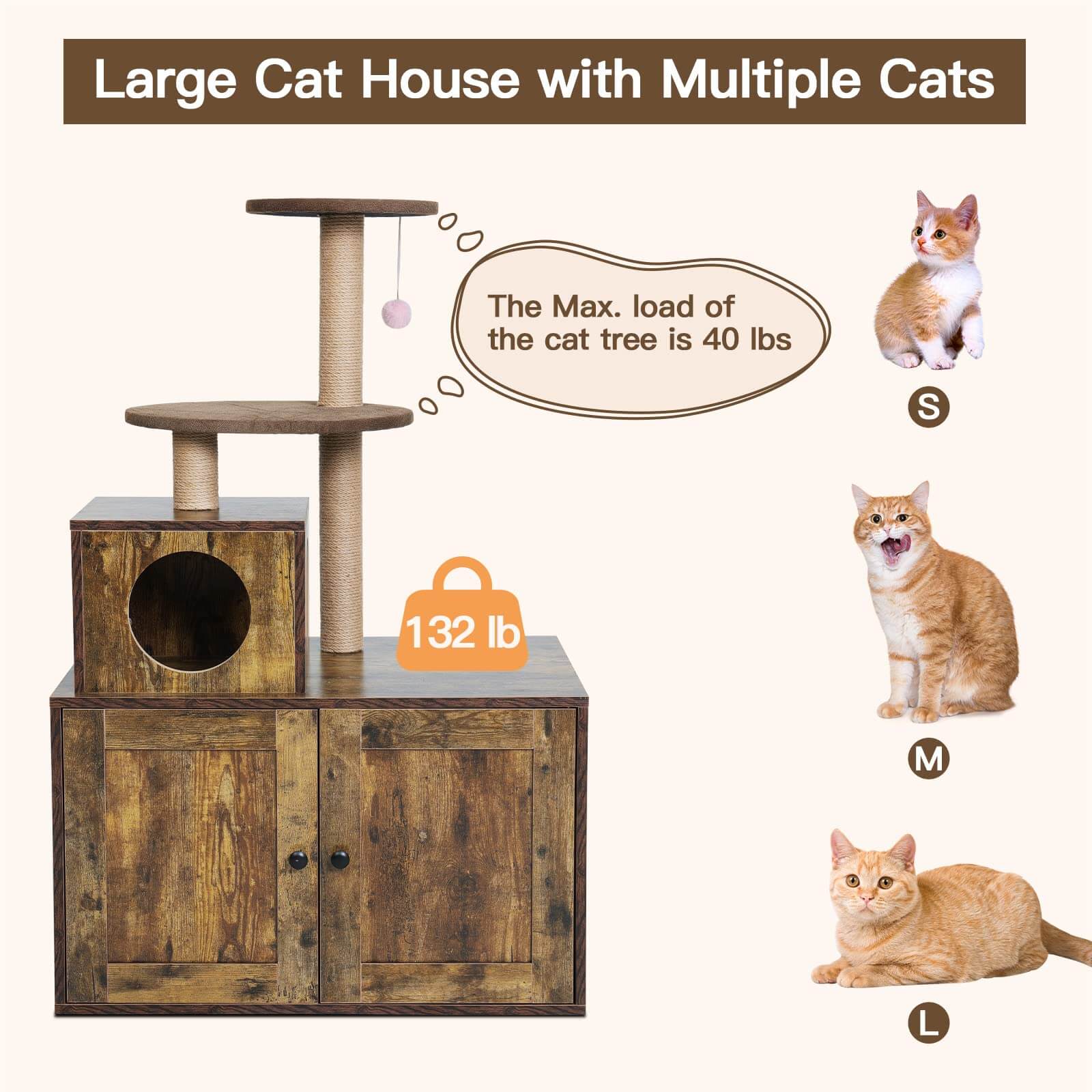 Cat Tree Cat Tower for Indoor Cats is a large house with multiple cats