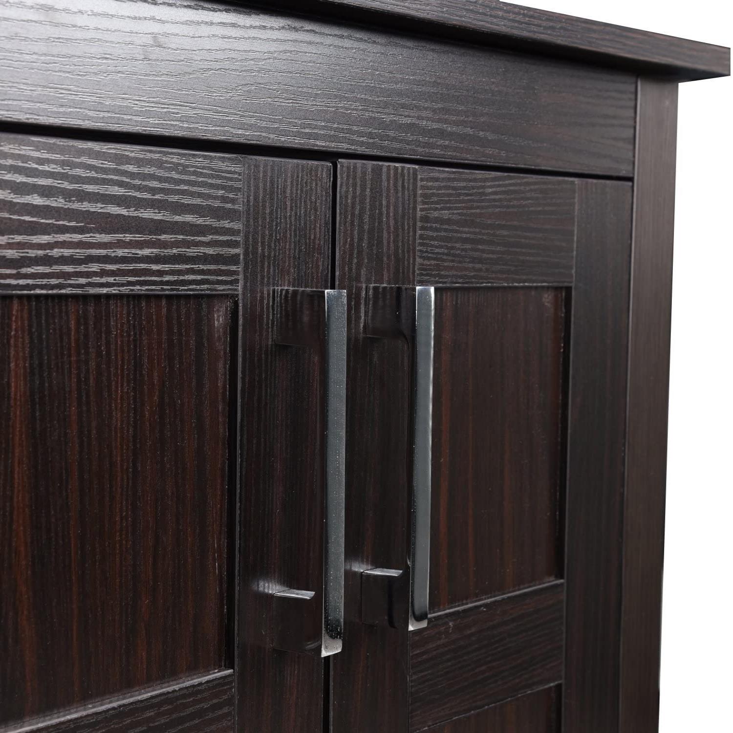 Details of Elecwish 24''Black & Brown Wood Bathroom Vanity HW1120 cabinet door