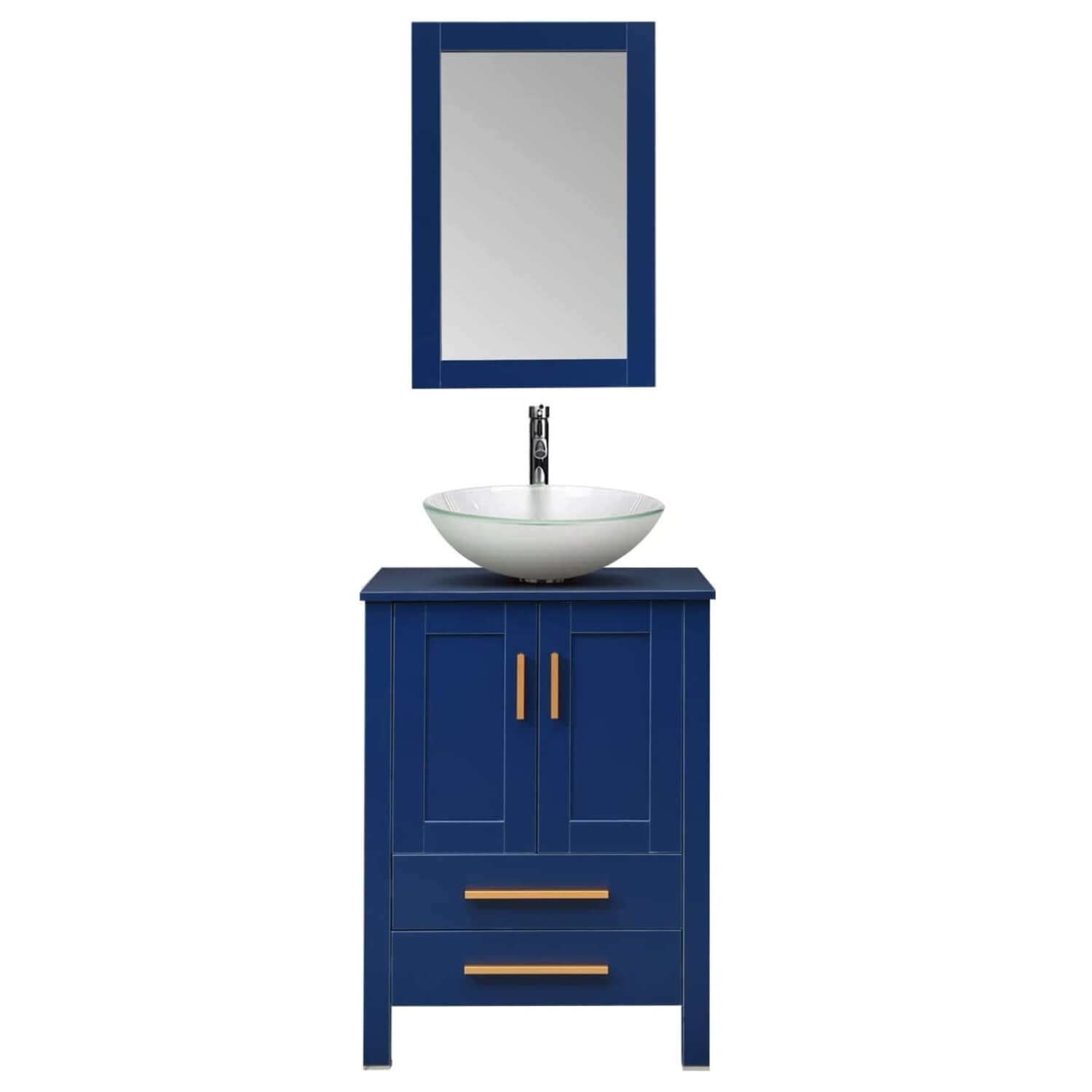 Elecwish vanity with frosted glass sink set with mirror