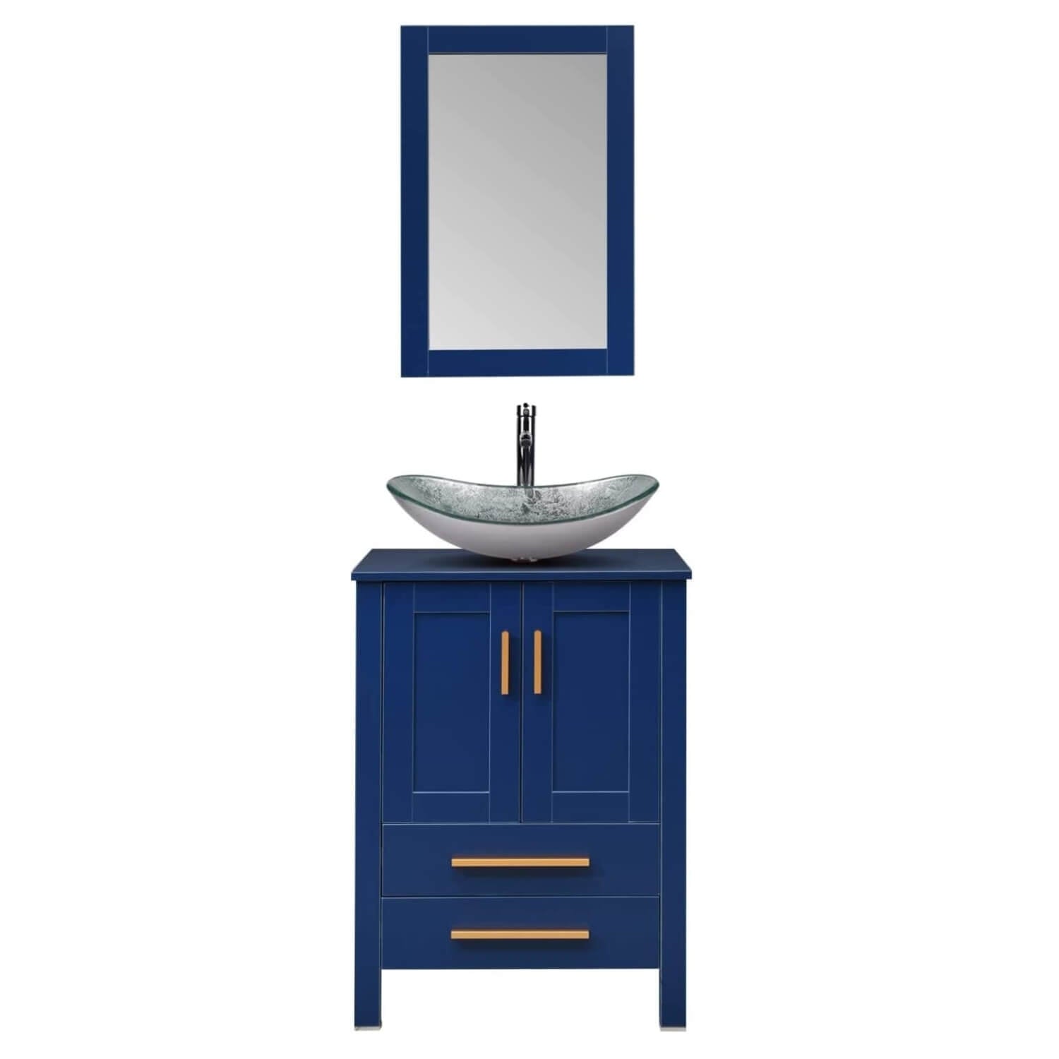 Elecwish 24'' bathroom wood vanity with silver boat glass sink