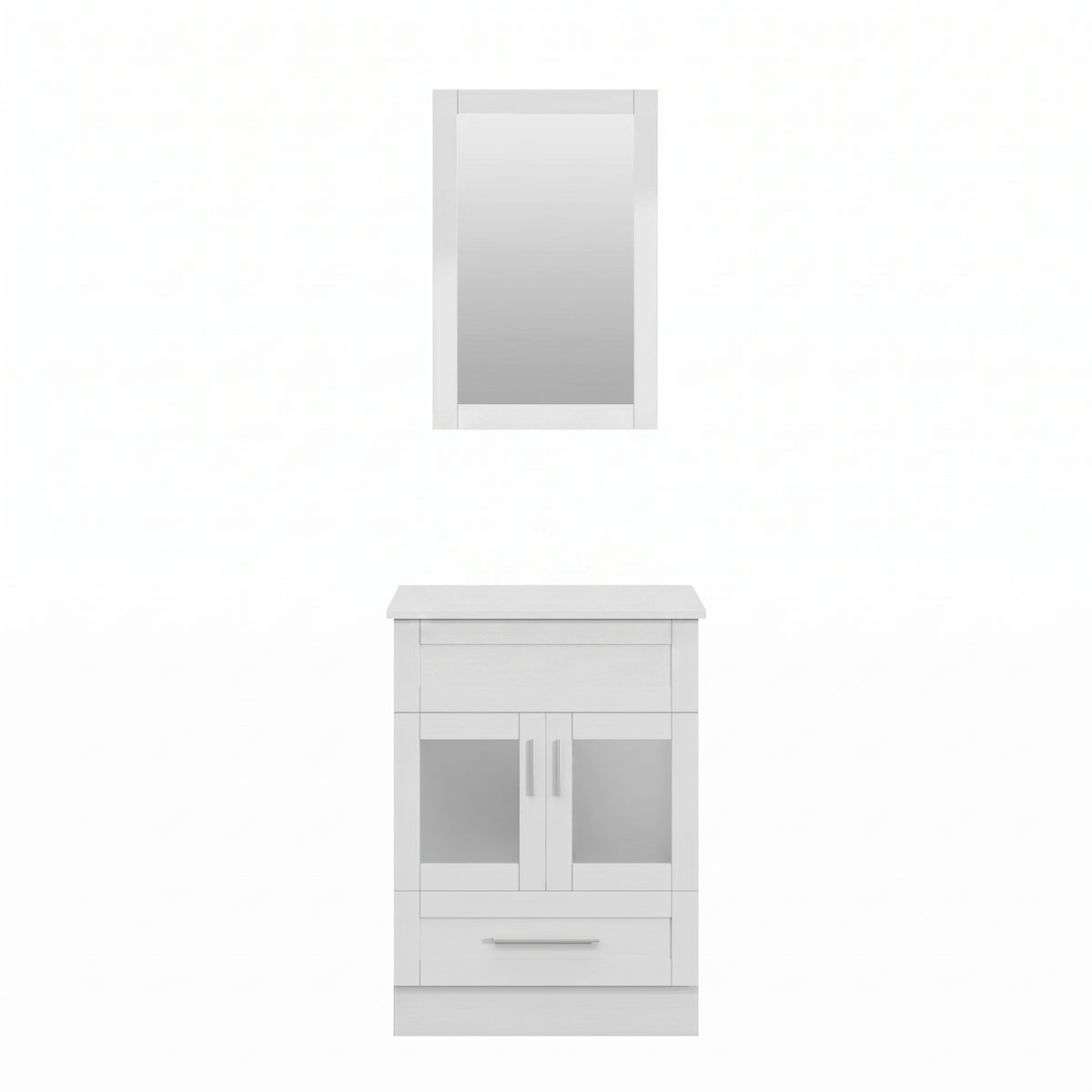 24'' Single Bathroom Vanity with Manufactured Wood Top & Mirror, Bathroom Vanity Set BTC8013