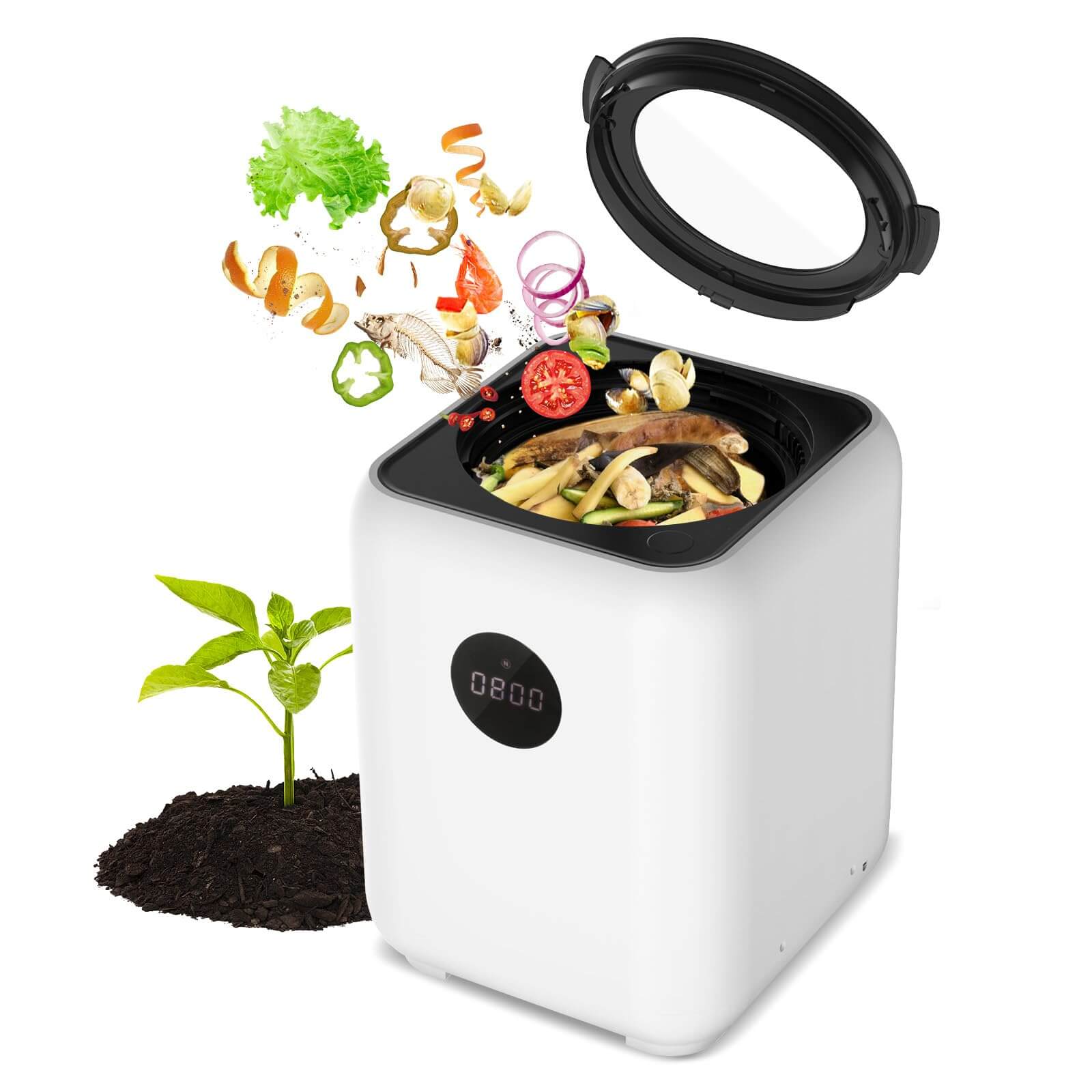 Composter Recuipe Electric Composter for Kitchen, Smart Compost Bin Odorless with 3L/3 M
