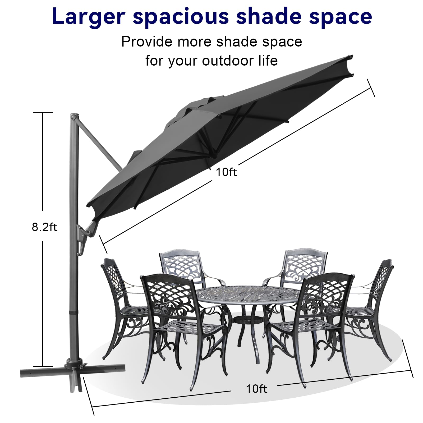 compex patio umbrella 10ft Large Round Cantilever Patio Umbrella with Base Included, Windpro