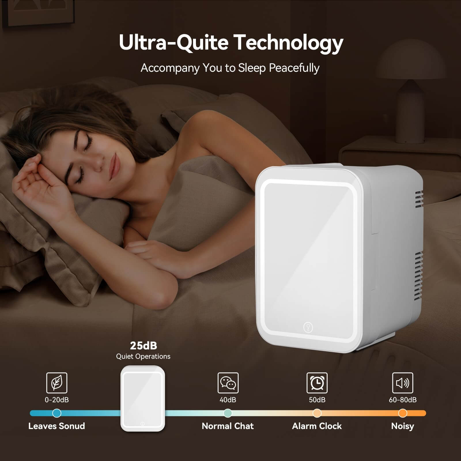 Mini Skincare Makeup Fridge 4L/6 Can with LED Light Mirror AS010- Cool