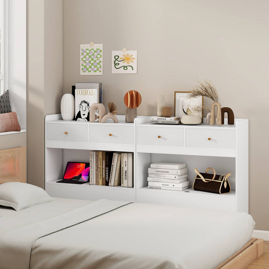 Small Storage Cabinet Tall Nightstand for Narrow Space with Drawers Modern White and Skinny Corner Cabinet for Sofa Living Room Couch Bedroom IF164