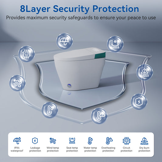 Smart Toilet with Bidet Built In, Elongated Heated Seat, Warm Water & Dryer, One Piece Bidet for Bathrooms, Modern Smart Toilet with Auto Flush, Night Light, LED Display, and Remote Control  IS1001