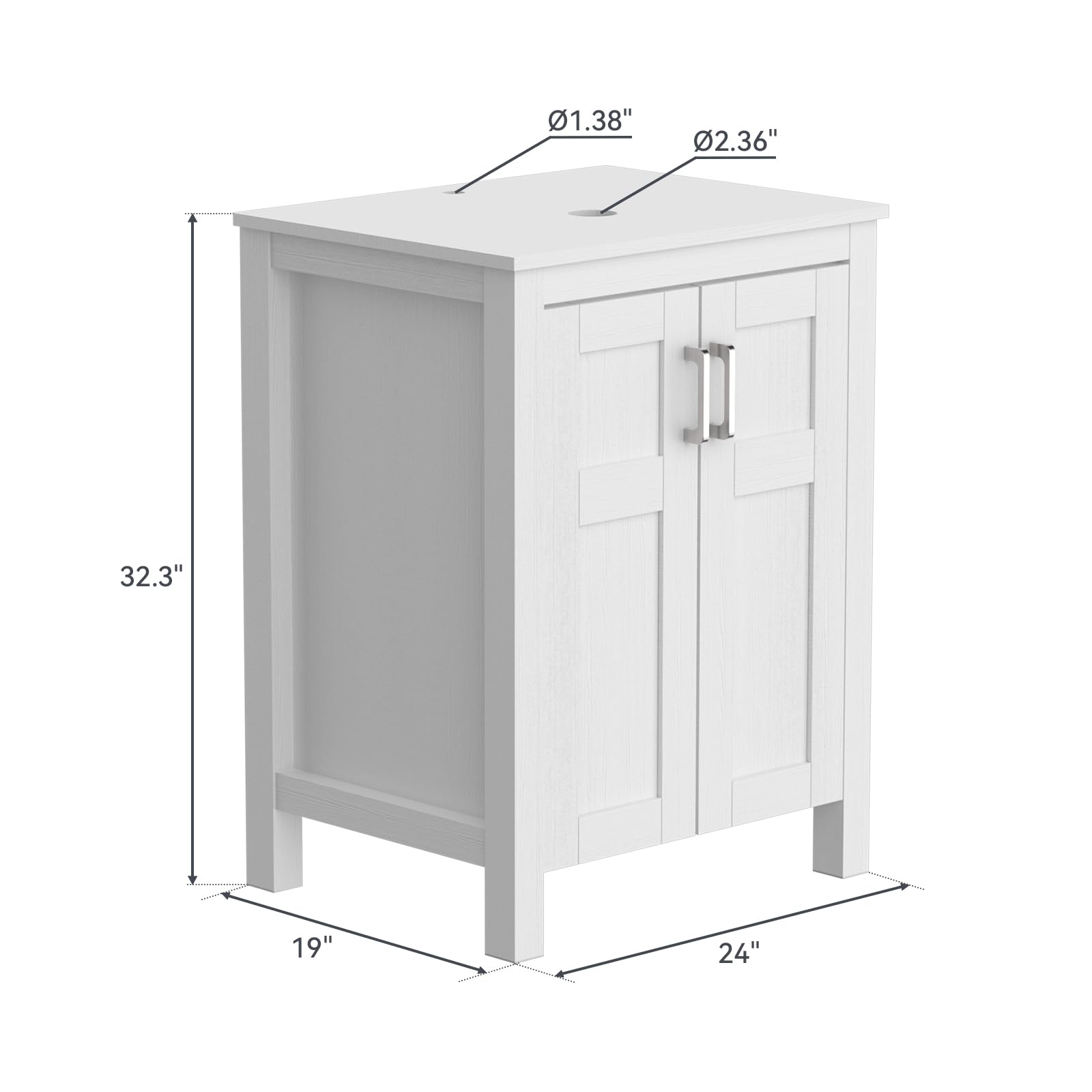 Elecwish White Double Doors Vanity HW1120-WH size