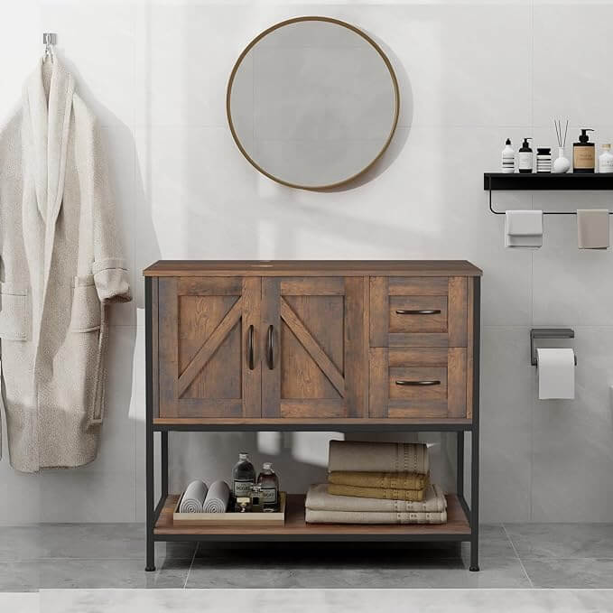 36" Classic Dark Brown Bathroom Vanity-BA049