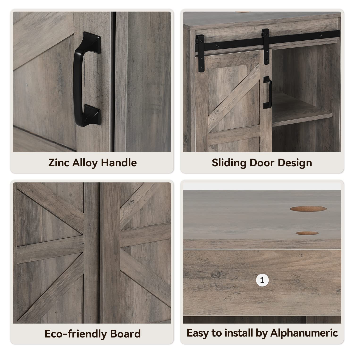 24-inch Bathroom Vanity with Barn Door| Eco-MDF Fixture