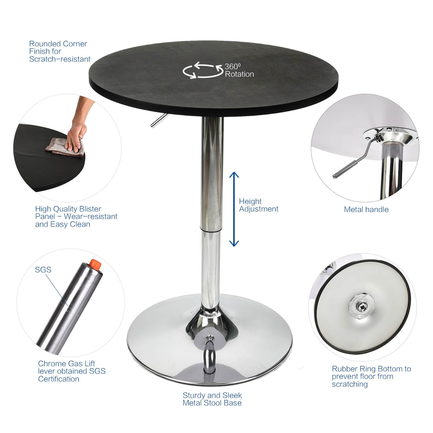 Elecwish black bar table features