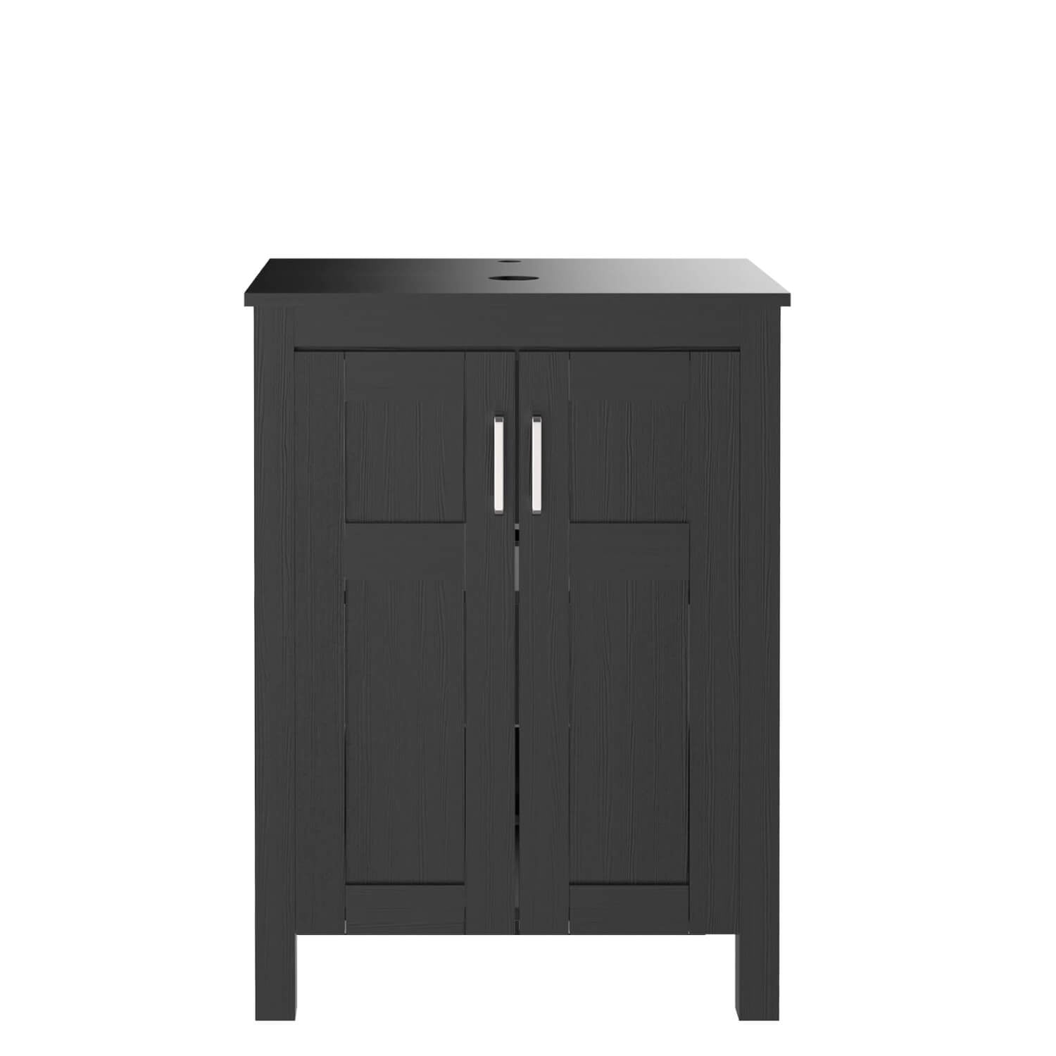 Elecwish 24'' Modern Stand Pedestal Cabinet, Wood Black Bathroom Vanity