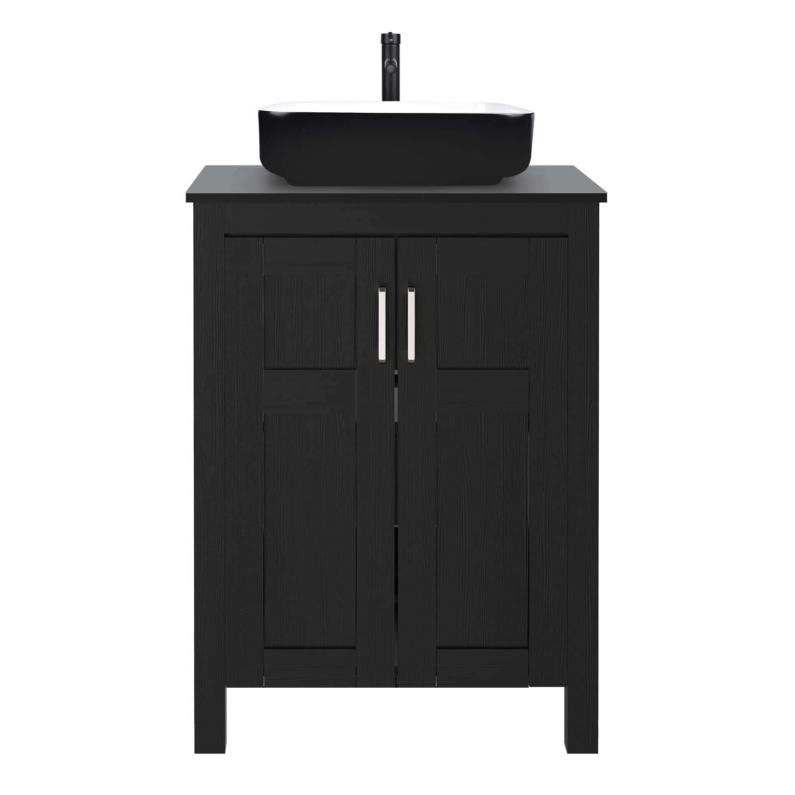 Black Bathroom Vanity Set with Black Ceramic Vessel Sink HW1120