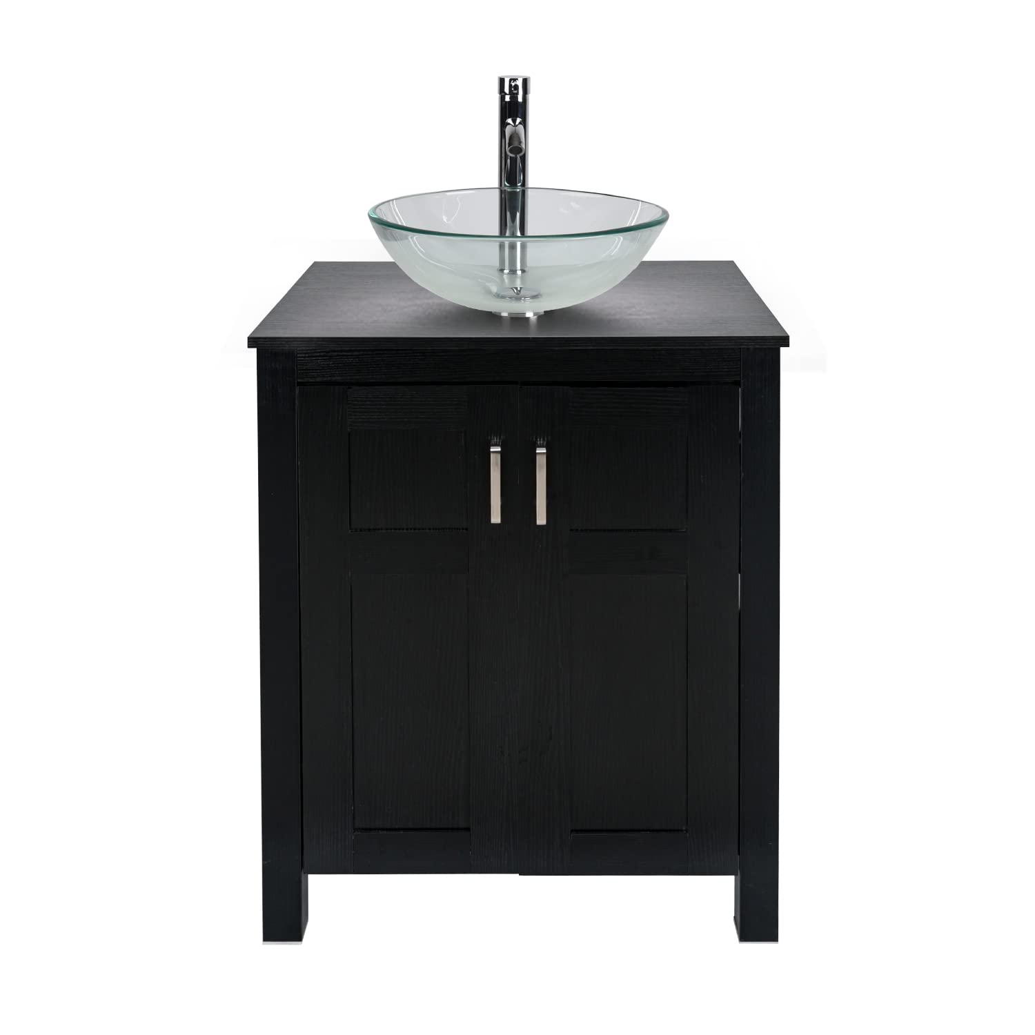 Black Bathroom Vanity Set with Clear Glass Vessel Sink HW1120