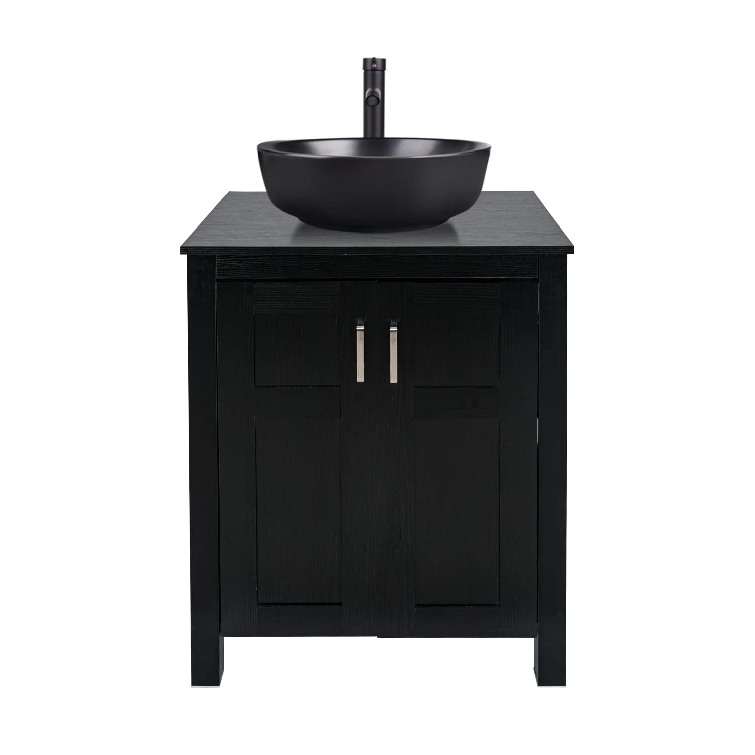 Black Bathroom Vanity Set with Round Ceramic Vessel Sink HW1120