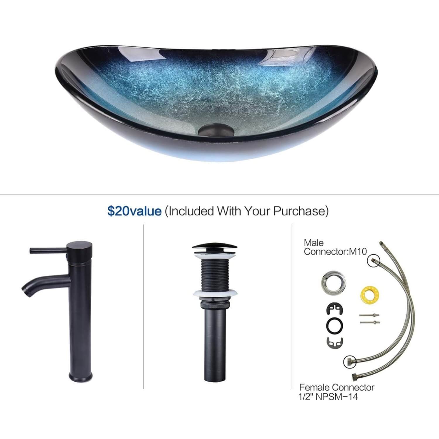 Elecwish blue boat sink included parts