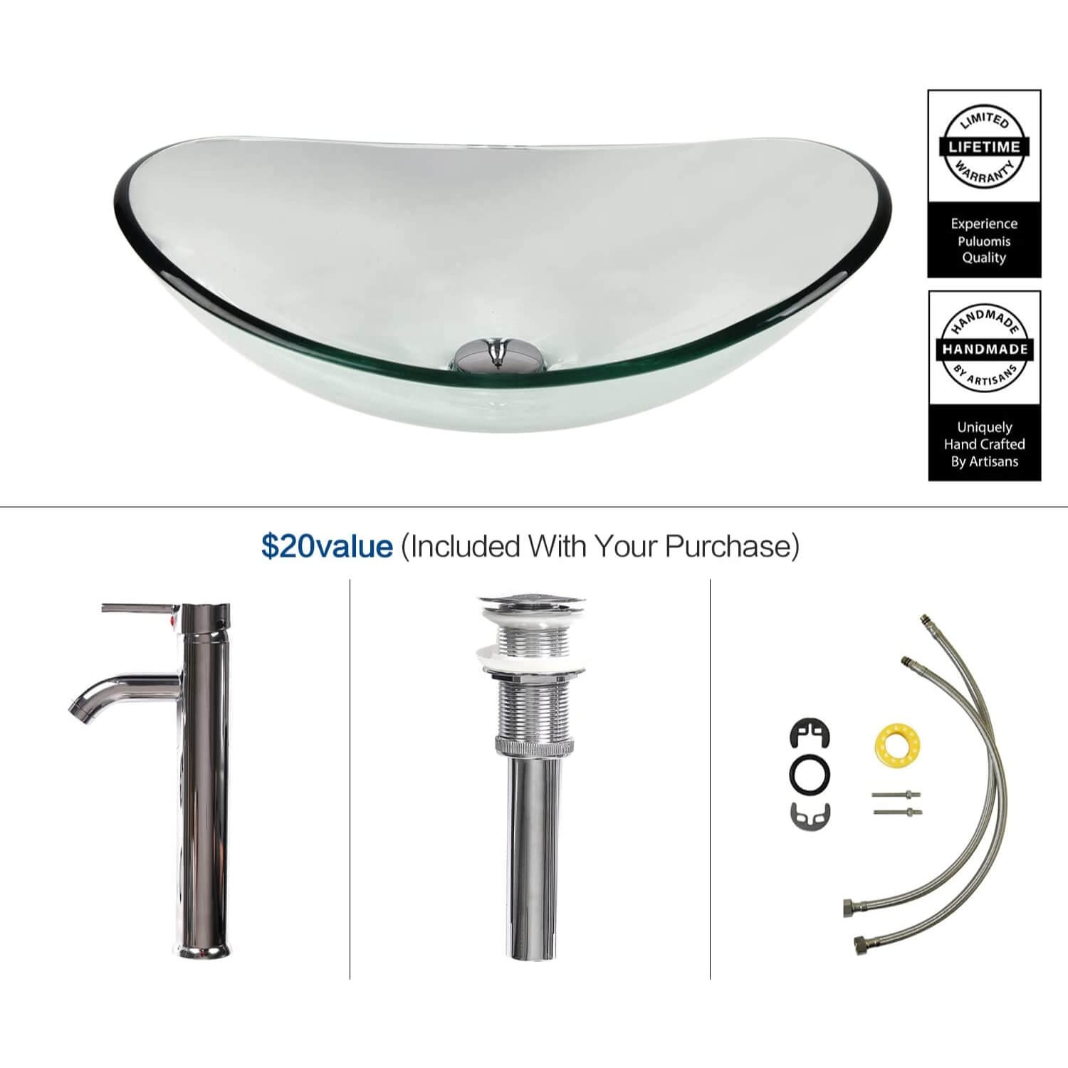 Elecwish clear boat sink included parts