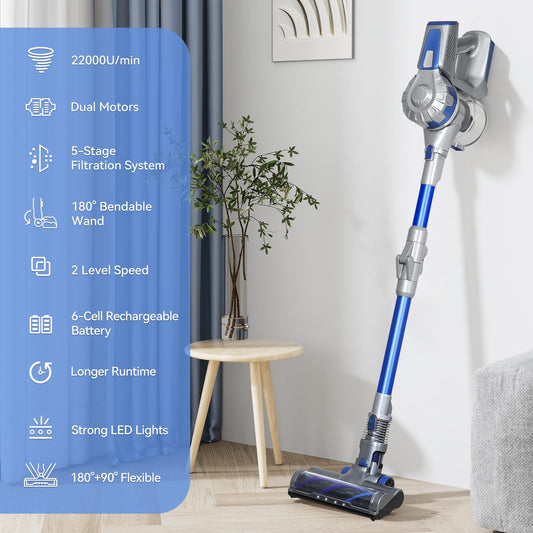 ELECWISH 6-in-1 Cordless Stick Vacuum - Rechargeable, Lightweight, for Multi-Surface Cleaning