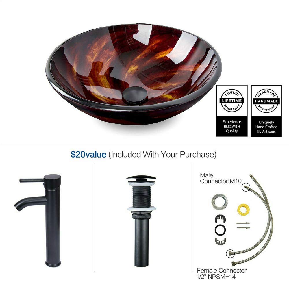 Elecwish Flame Red Round Sink parts