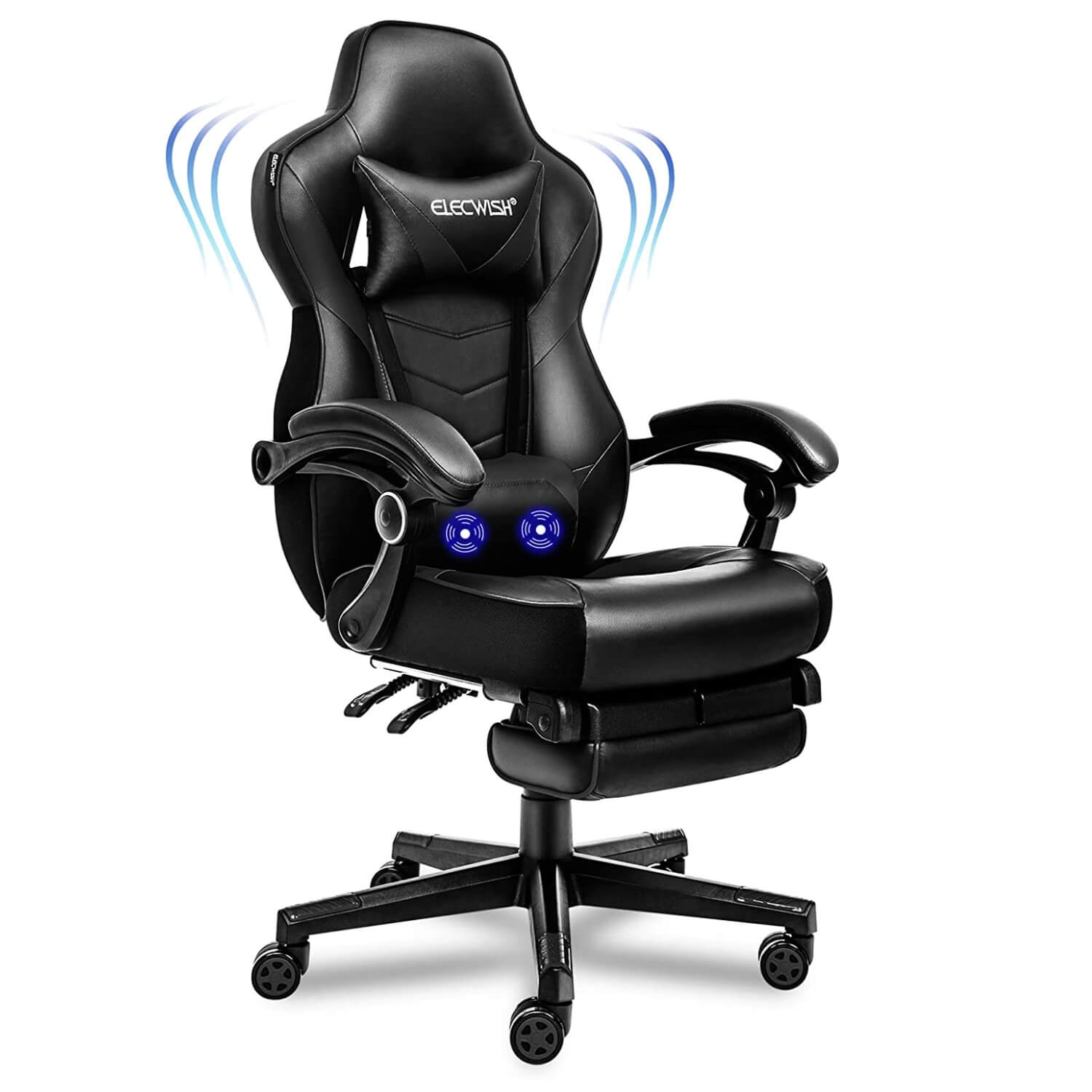 Elecwish massage gaming chair with footrest OC112 black