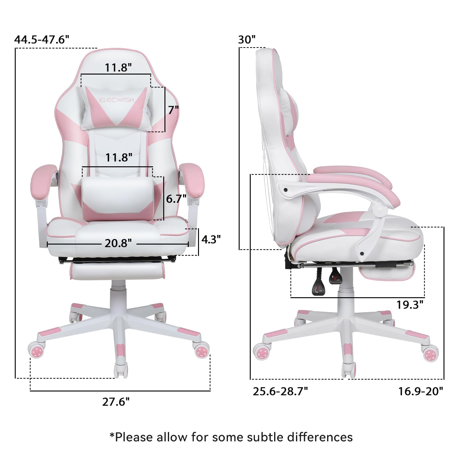 Pink Chair ELECWISH Racing Style Gaming Chair, Reclining