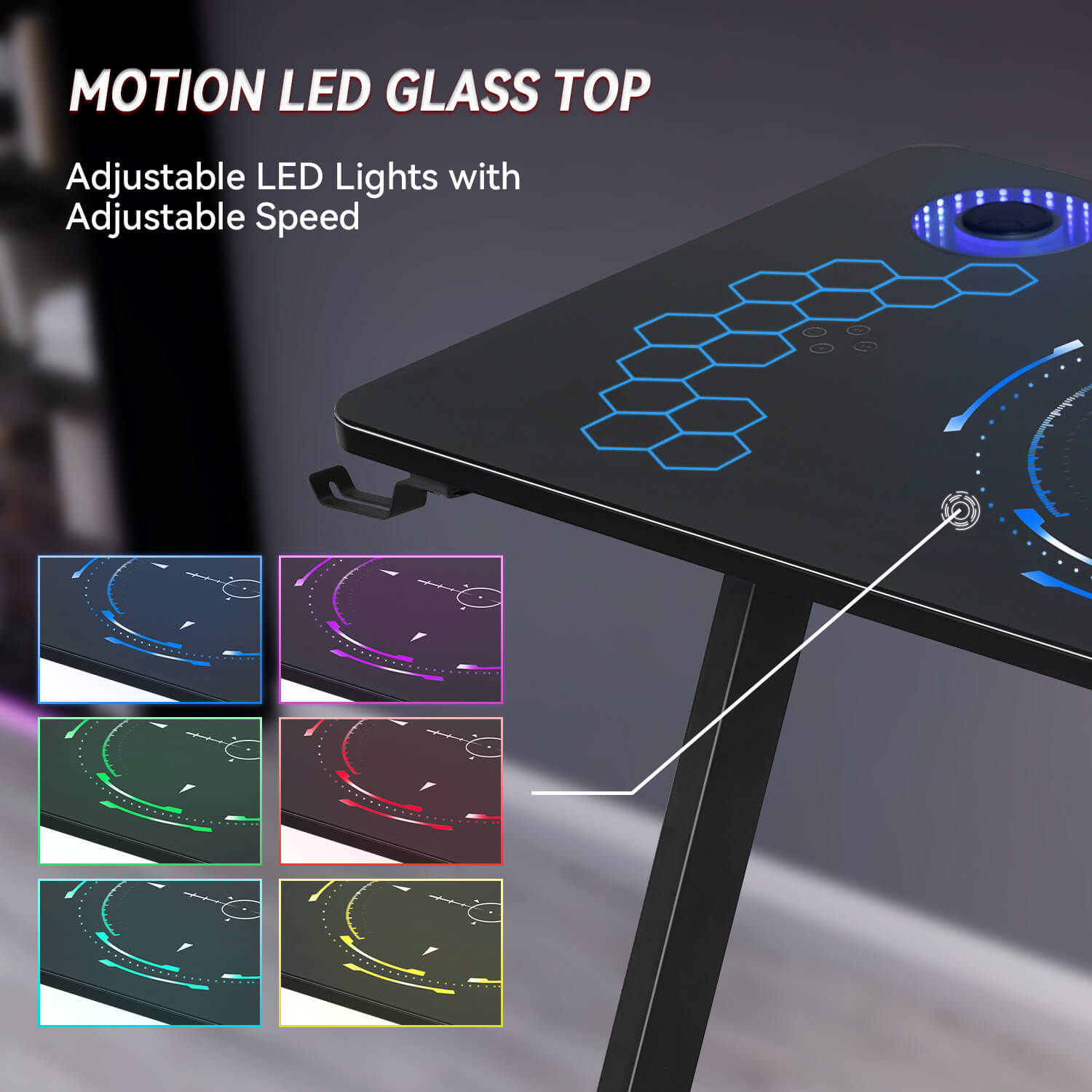 Elecwish Tempered Glass Desktop RGB LED Gaming Desk S-001