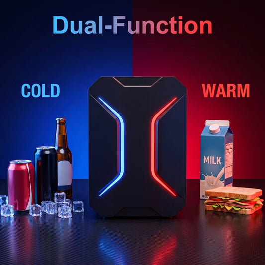 4L Mini Fridge with Dynamic Gmaing Lights, 6 Can Cooler and Warmer for Beverage, Food, Skincare, Desktop Mini Fridge for Bedroom,  Dorm, Office, Car Mini Fridge 110V AC/12V DC, Energy Efficient, BackToSchool