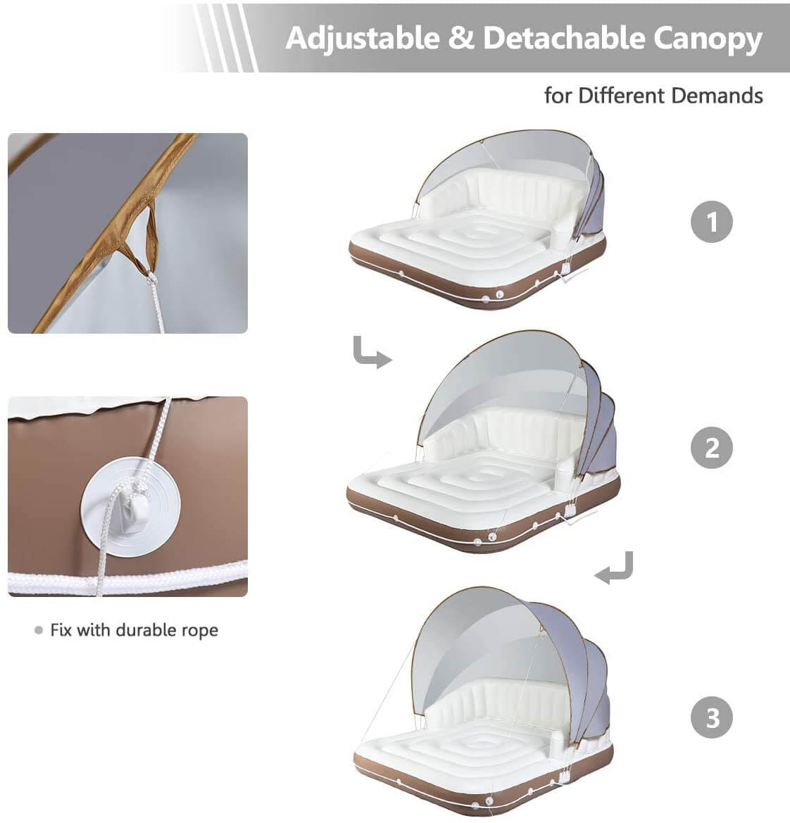 71" X 71" Canopy Island Pool Float with Retractable Sunshade OD706