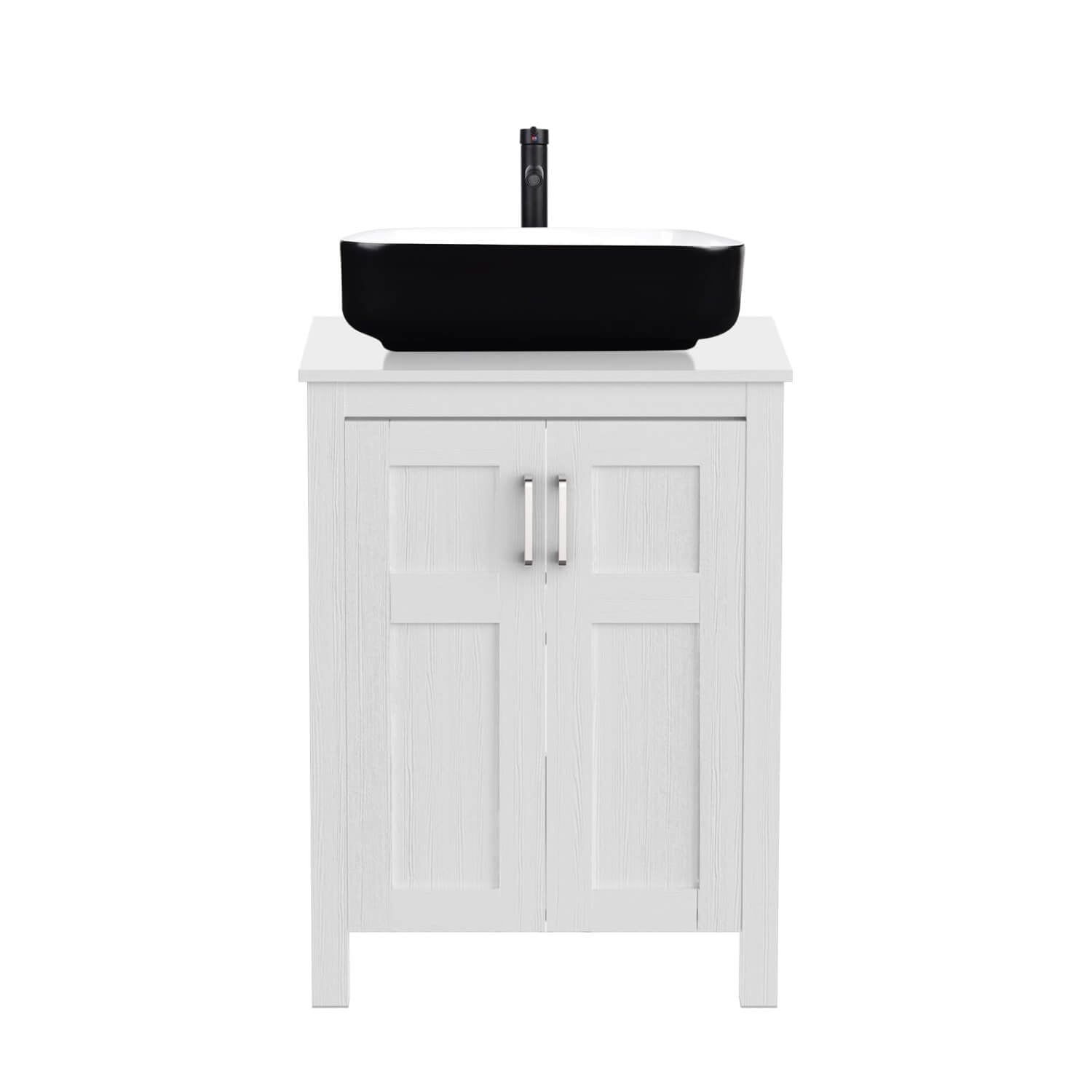 Elecwish White Bathroom Vanity and Black Ceramic Sink Set HW1120-WH
