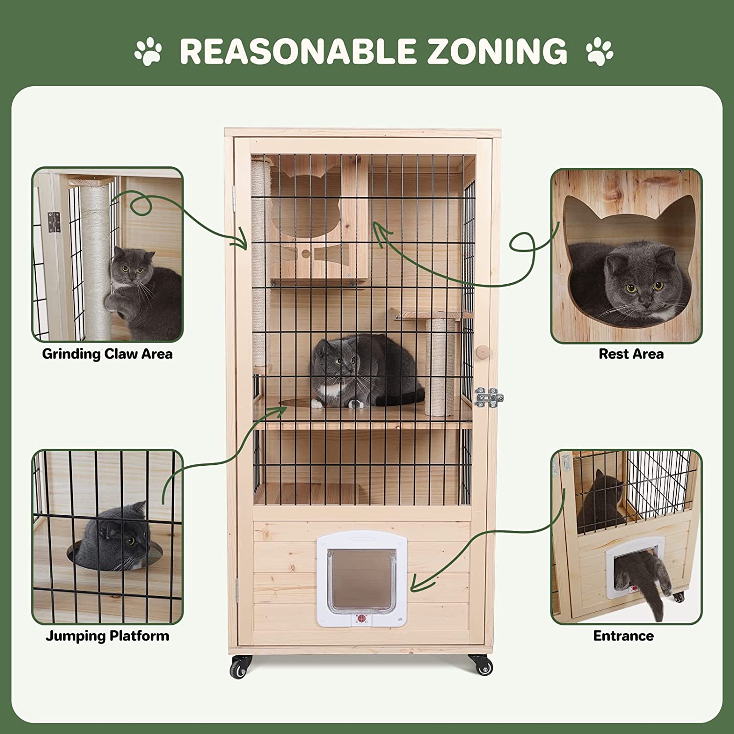 Four reasonable zonings of Elecwish Wooden Medium Cat House