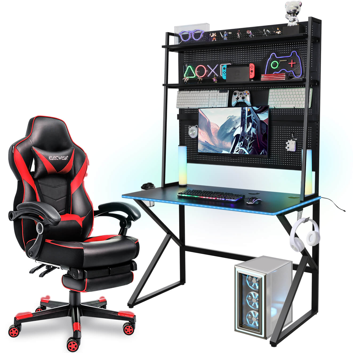 Elevate Your Gaming Setup: Premium Elecwish Gaming Desk and Chair 