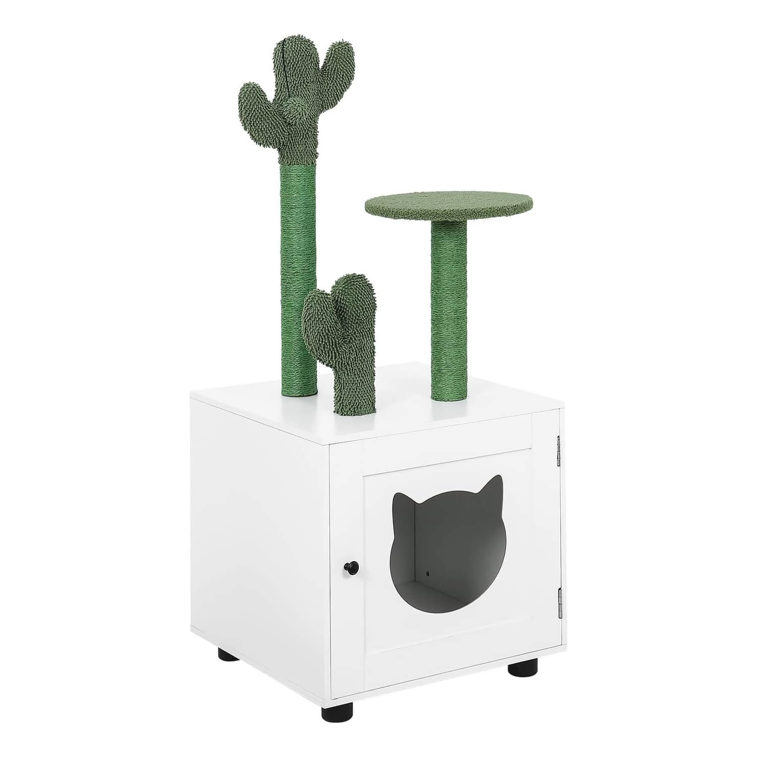Litter Box Enclosure with Cactus Cat Tree Tower