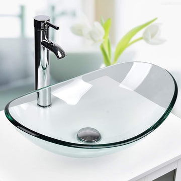 Oval Glass Vessel Sink BG007 display