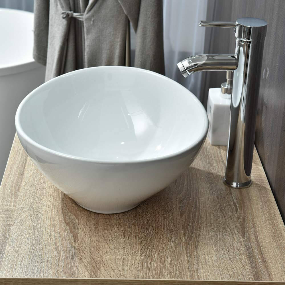 Elecwish White Oval Ceramic Sink display scene