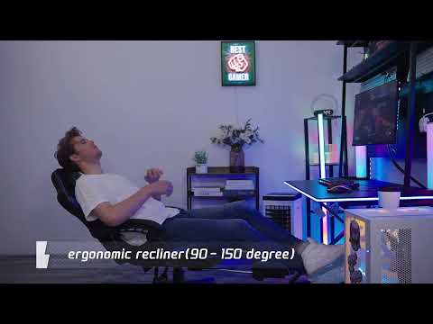 Ergonomic Gaming Chair with Massage Footrest Headrest