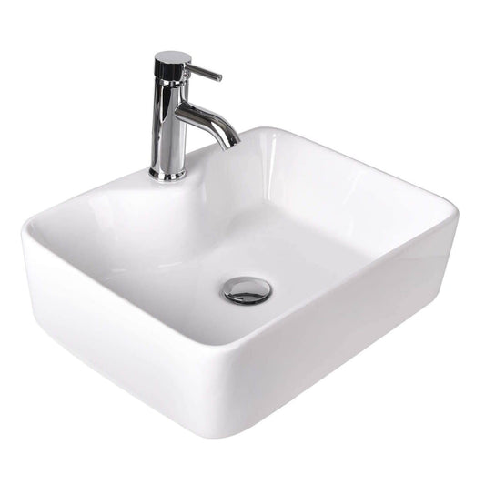 Rectangle Ceramic Bathroom Vessel Sink with Pop Up Drain HW1097
