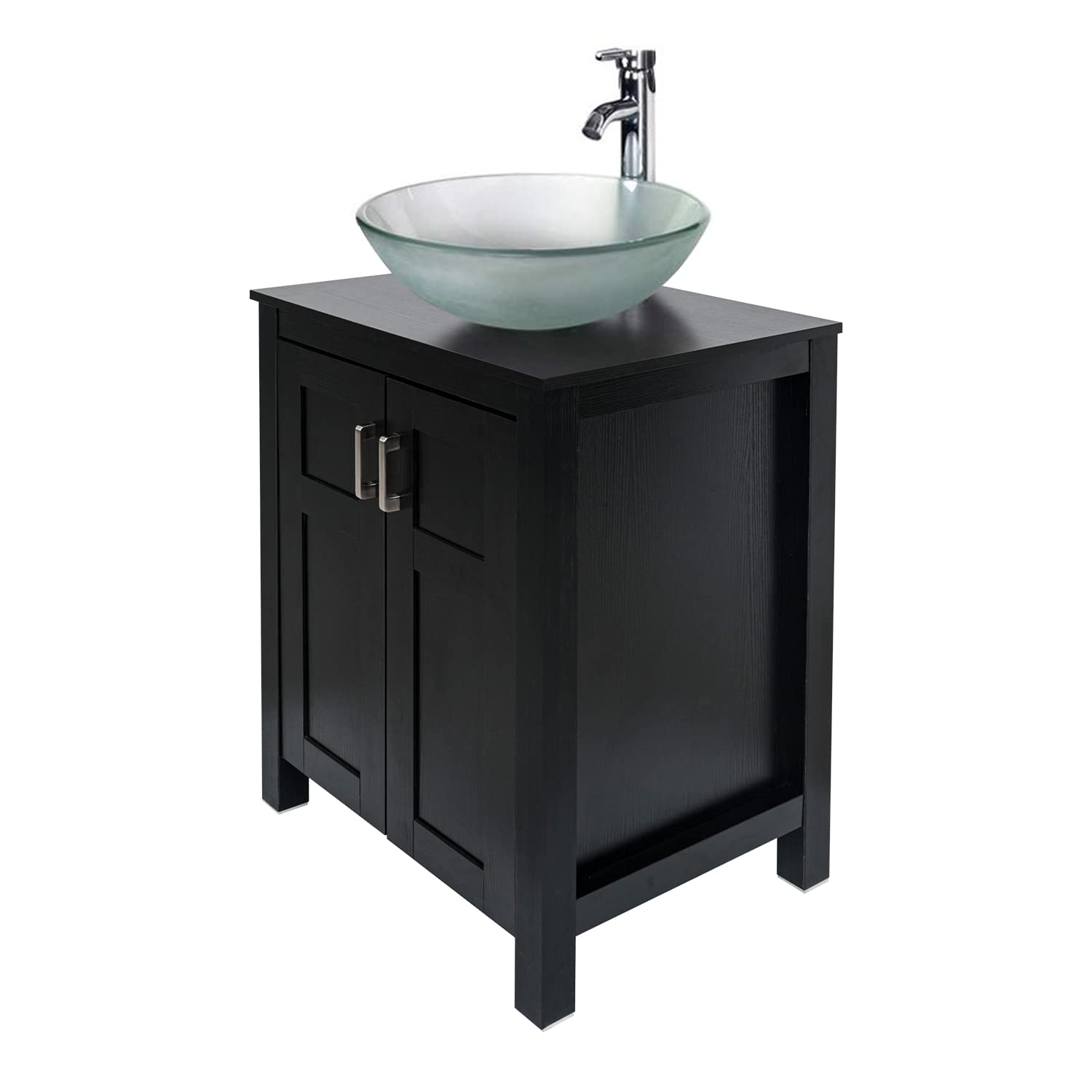 Black Bathroom Vanity Set with Frosted Glass Sink HW1120