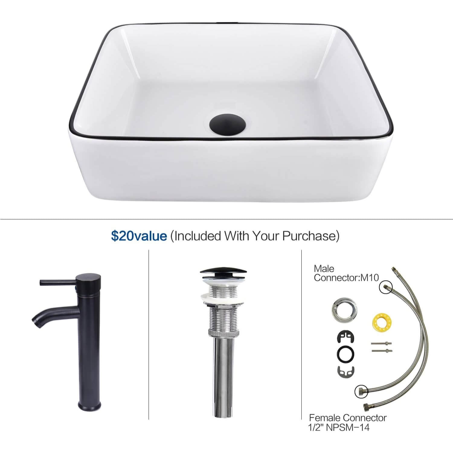 Elecwish white ceramic sink included parts