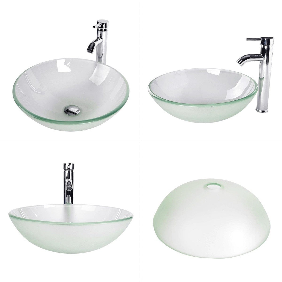 4 angle views of Elecwish Glass Round Sink