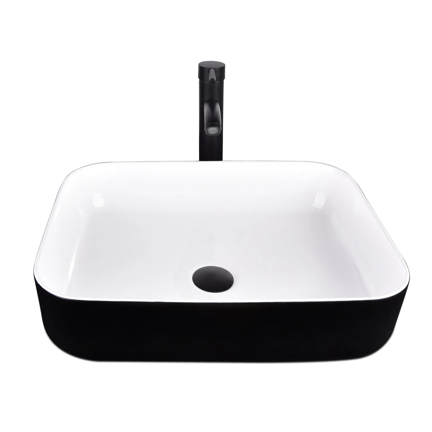 Elecwish black ceramic sink with faucet