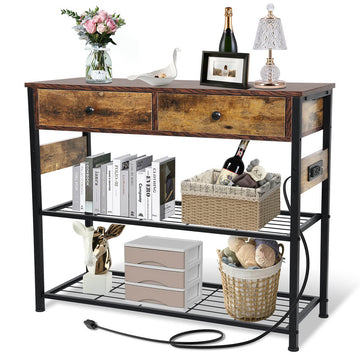 Console Table with Storage and USB Charging
