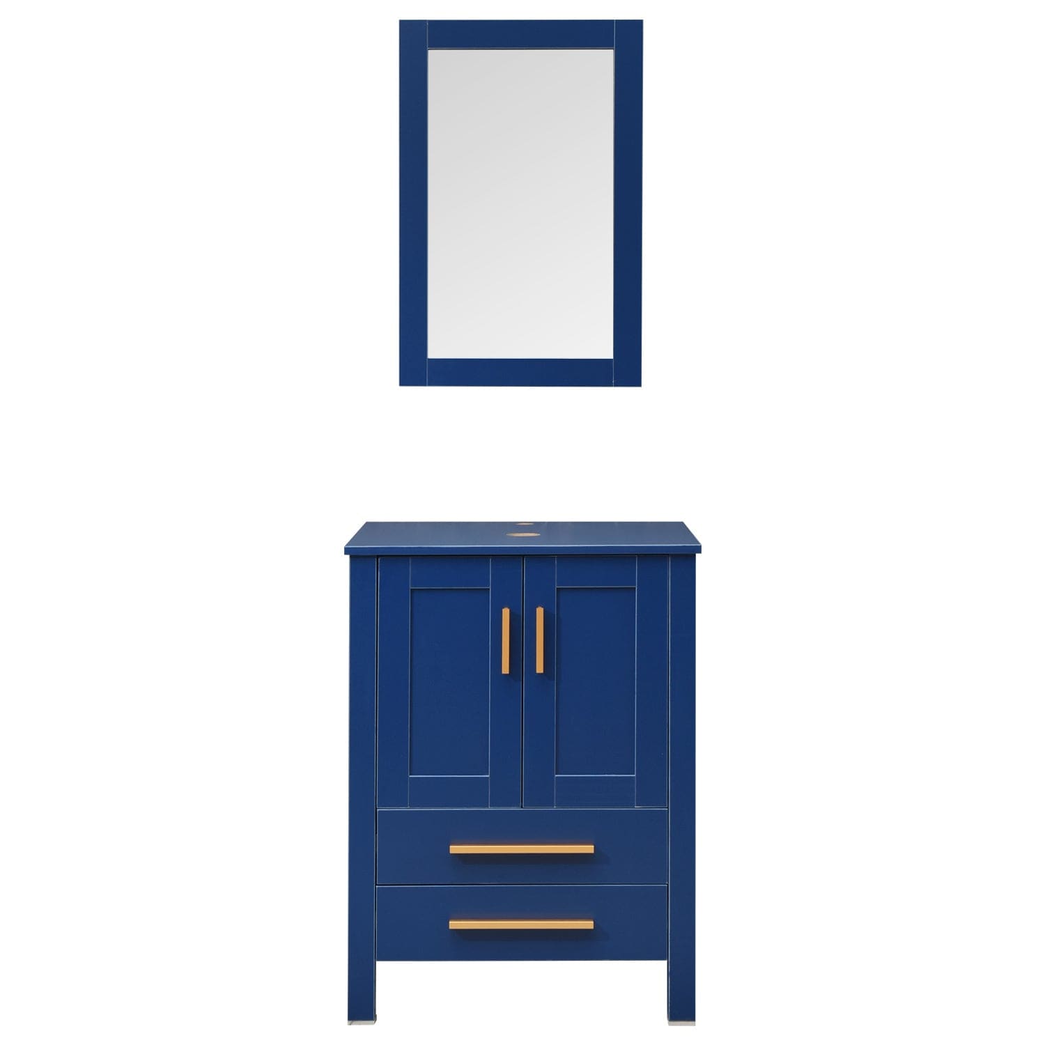 Elecwish 24-Inch Bathroom Vanity, Modern Wood Fixture Stand Pedestal Cabinet with Mirror, Blue