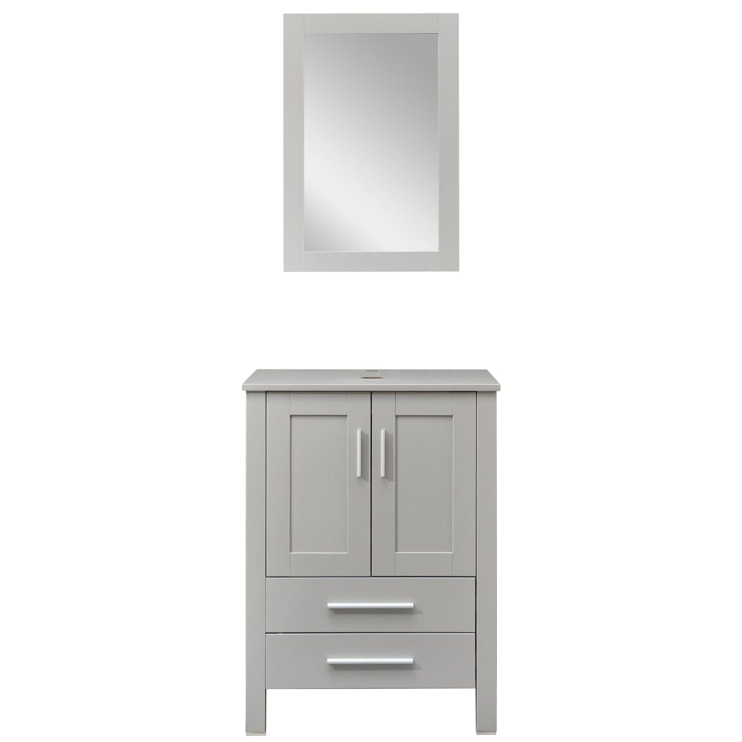 Elecwish 24-Inch Bathroom Vanity, Modern Wood Fixture Stand Pedestal Cabinet with Mirror, Grey