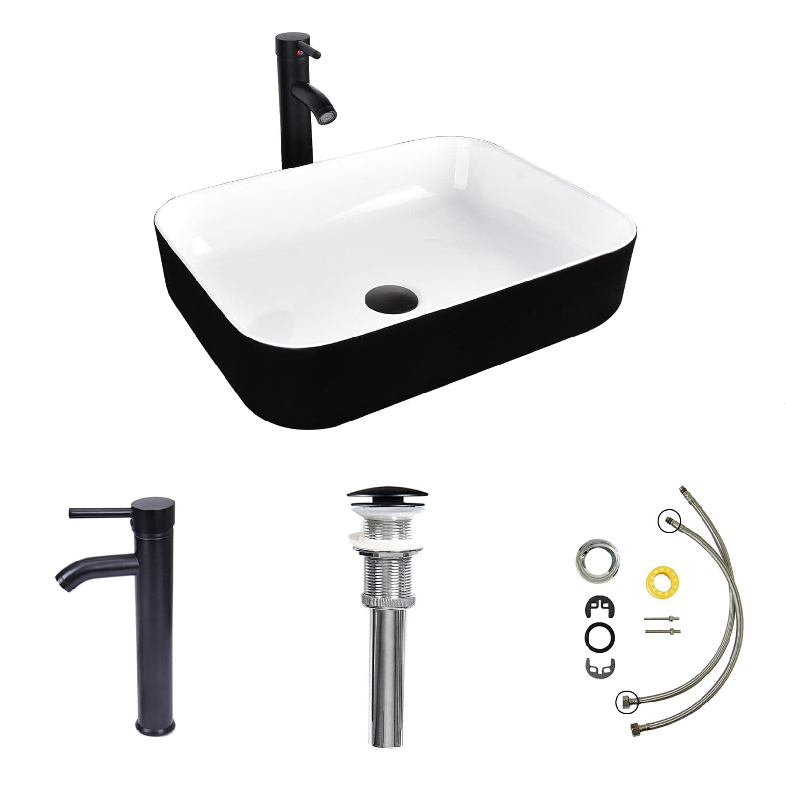 Black Ceramic Sink with component