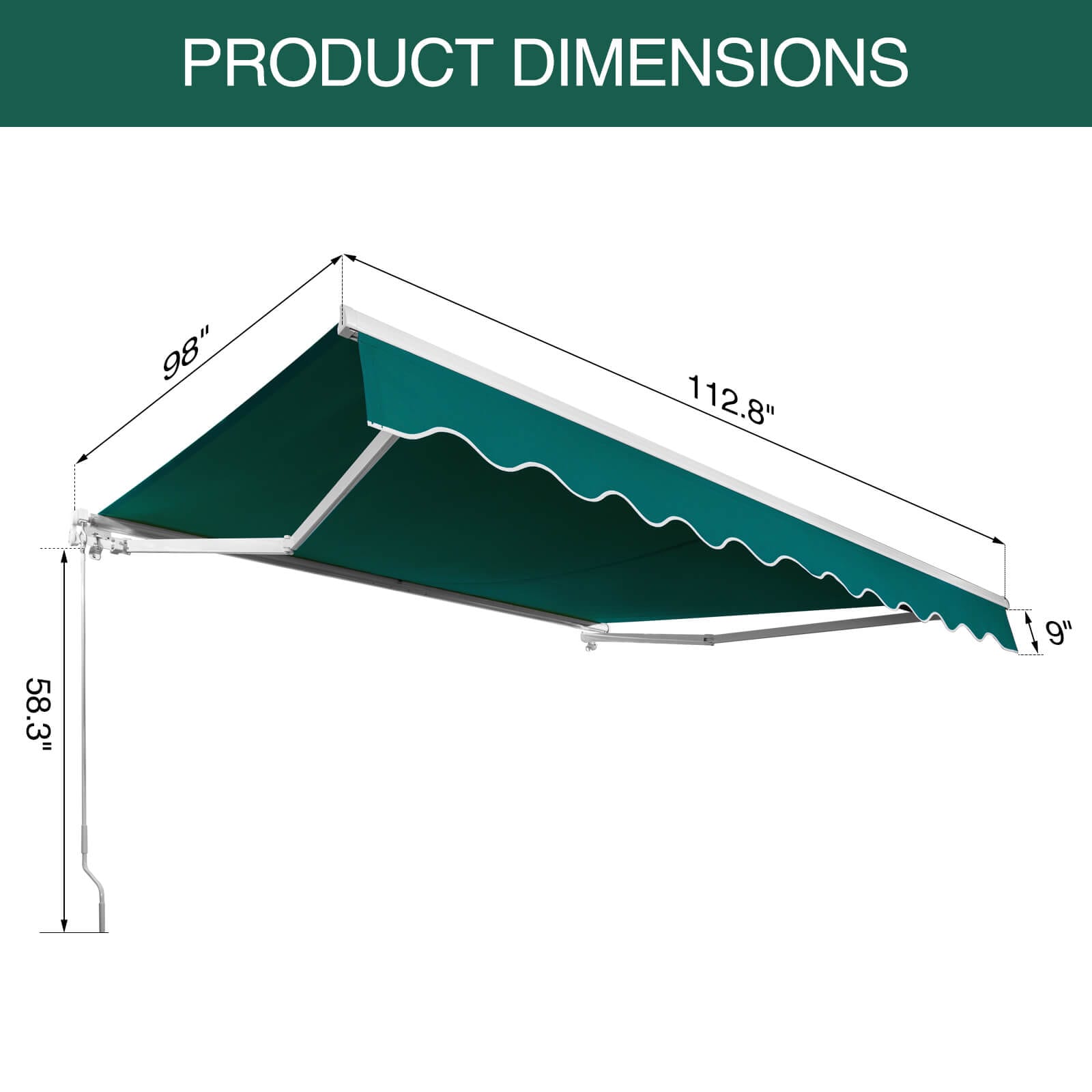 Elecwish Awning Canopy 8x10 ft / Midnight Green Elecwish Multi Size Patio Retractable Awning Canopy UV Block Sun Shade,Green