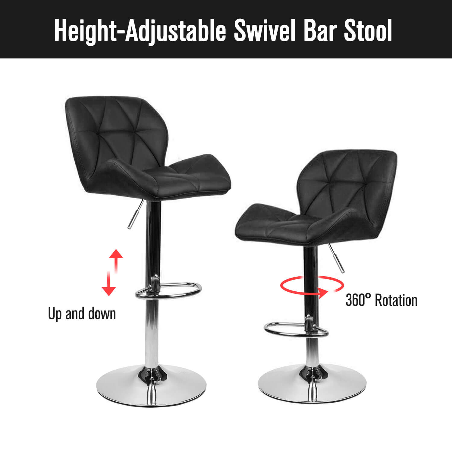 Elecwish black bar stool is a height-adjustable swivel stool