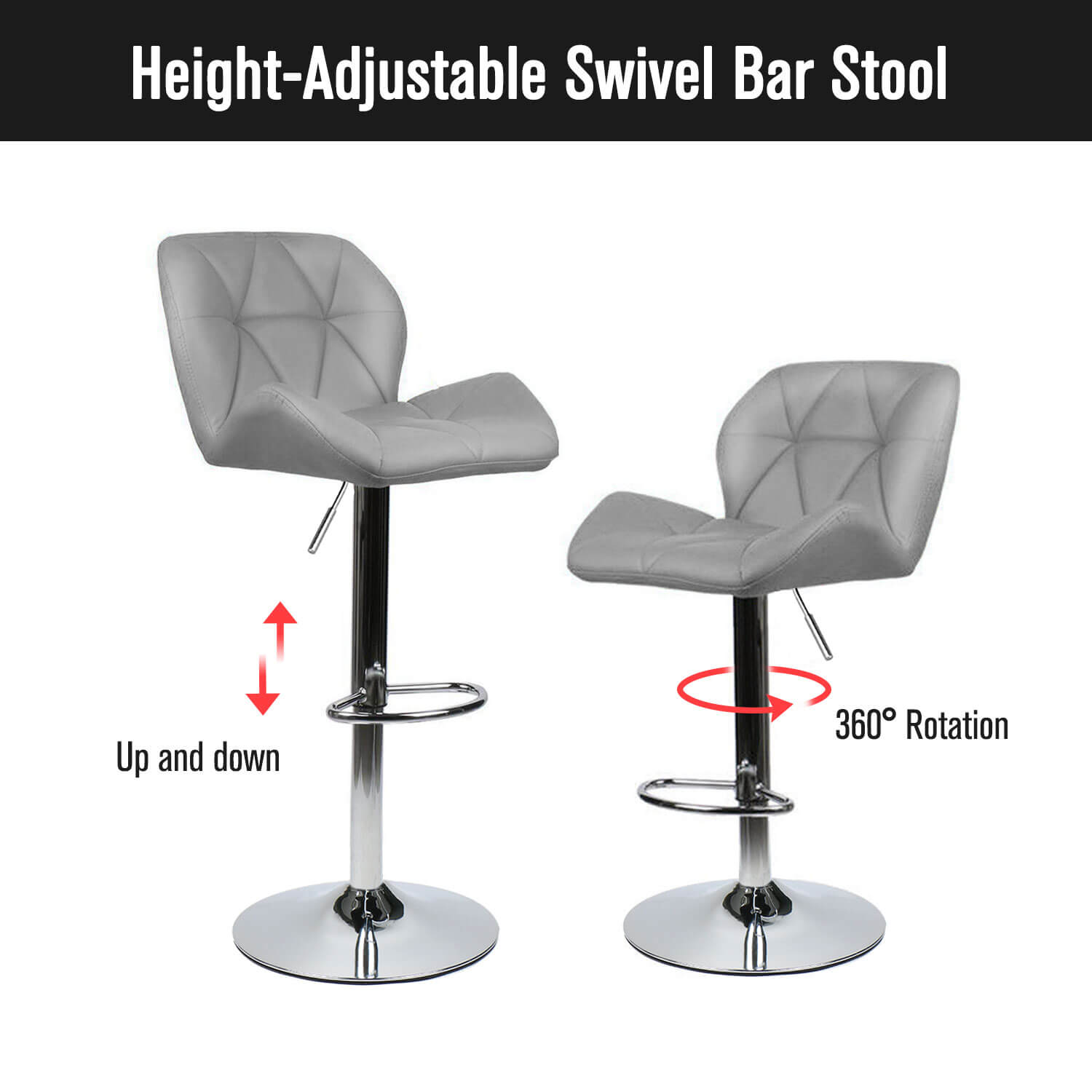 Elecwish sliver bar stool OW001 is a height-adjustable swivel bar stool